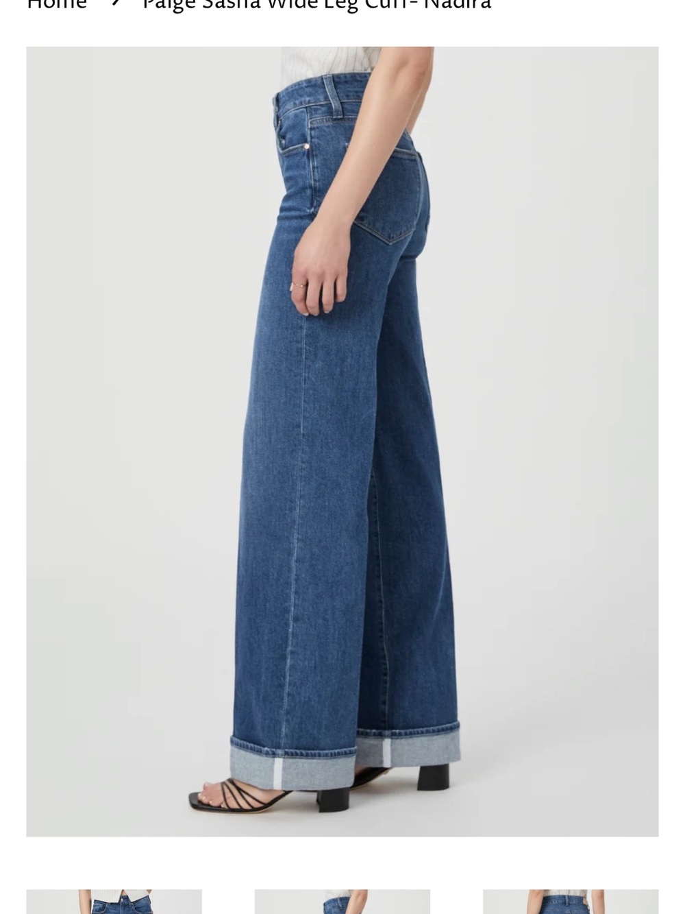 PAIGE High-Rise Wide Leg Jeans in Medium Blue Wash - Picture 4 of 6